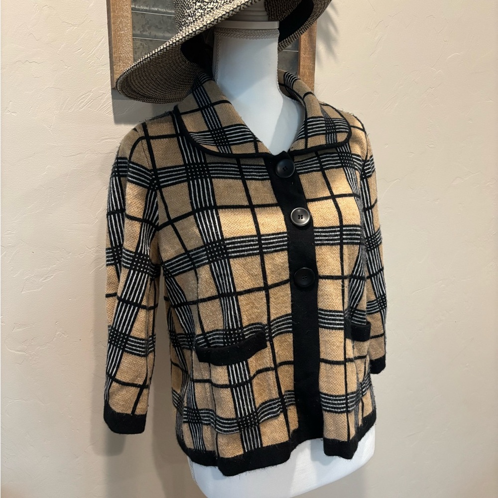 Mercer Street Studio Black and Tan Plaid Cardigan
